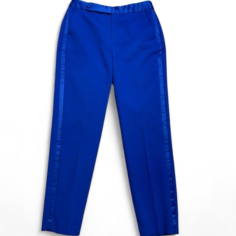 Zara Cobalt Blue Satin Stripe Tailored Dress Pants Tuxedo Style Size M
